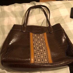 Vintage Liz &CO should bag pures brown leather purse 11"and 15" wide like new